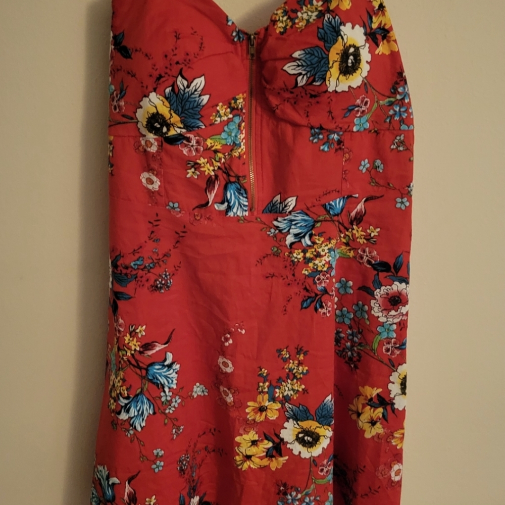 Red zip front dress